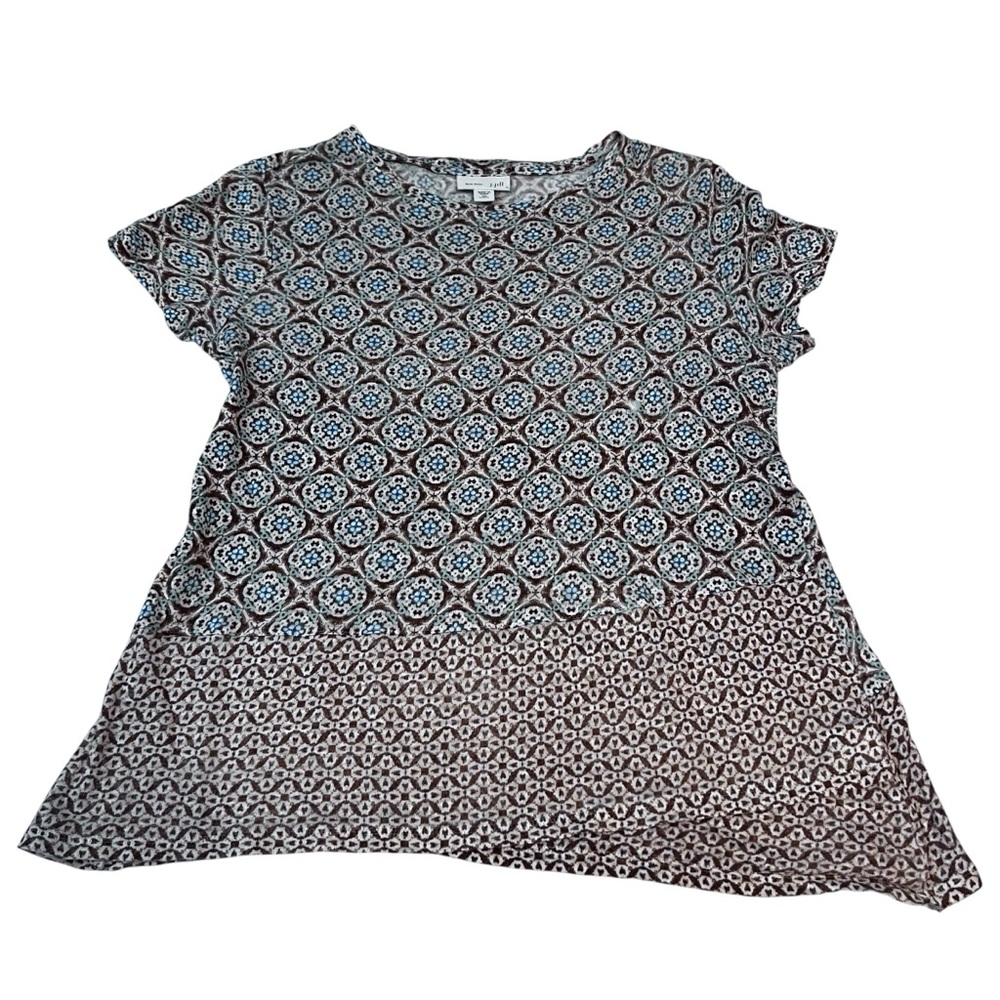 J Jill Love Linen XXS Asymmetrical Tank Medallion Print